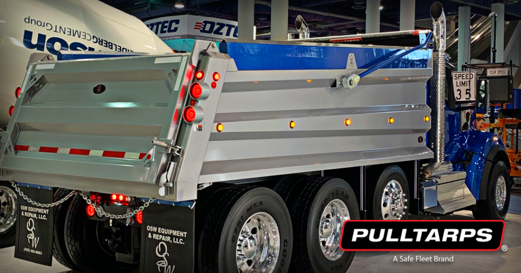pulltarps, trucks, conexpo, kenworth, dump truck, tarping, truck tarping