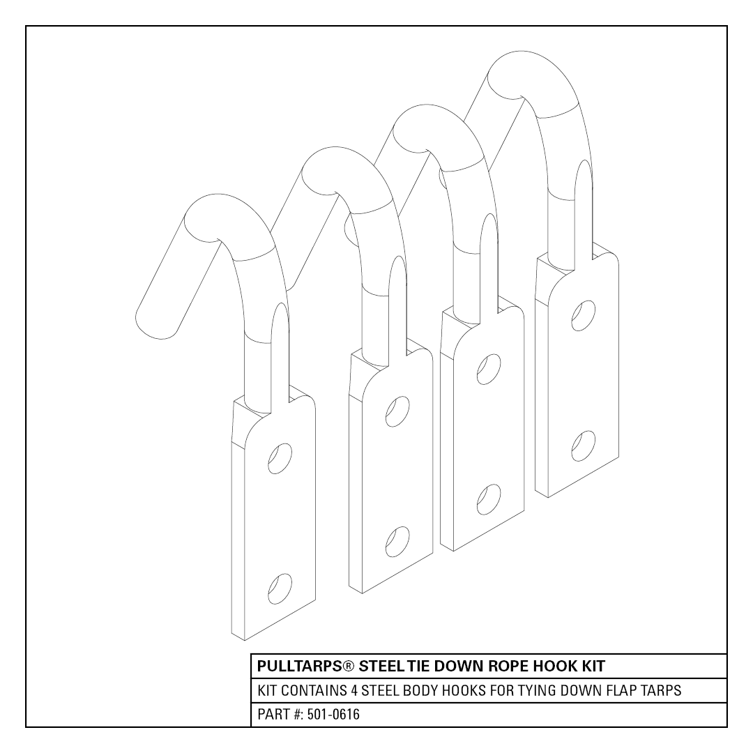 Steel Tie Down Rope Hook Kit - Pulltarps Mfg